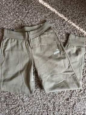 Puma Tan Women's Jogger Pants with White Logo